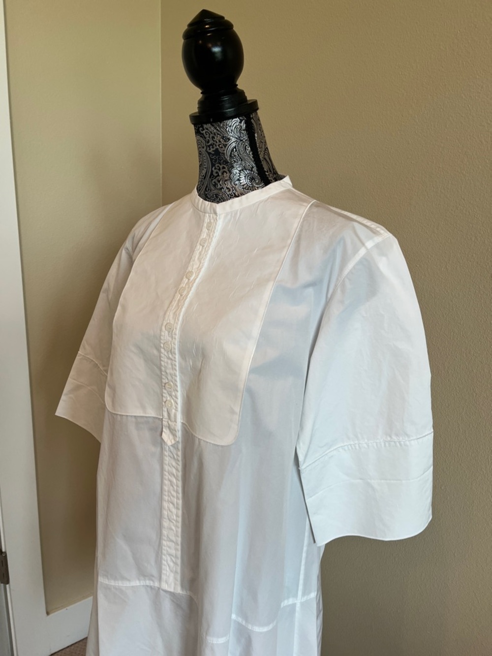 Lafayette 148 New York White Bib-Front Cotton Dress Size Medium - Picture 3 of 10